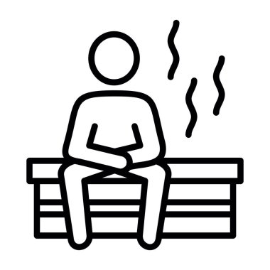 Sauna siluetindeki adam ağ simgesi, vektör illüstrasyonu 