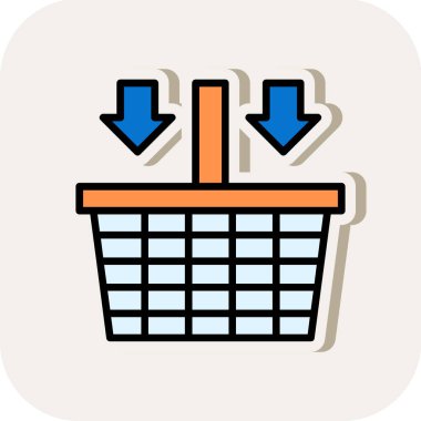 Alışveriş sepeti simgesi, vektör illüstrasyonu