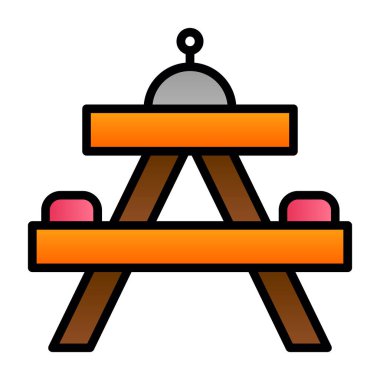 Bir piknik tablosu simgesinin vektör çizimi 