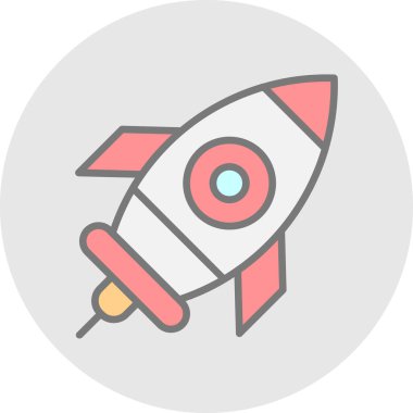 Roket gemi simgesi, vektör çizimi basit tasarım