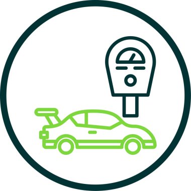 Otomobil simgesi vektör illüstrasyonlu parkmetre