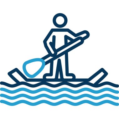 Kürek surf simgesi basit tasarım çizimi izole edildi