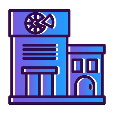 Pizza dükkanı binası simgesi, vektör illüstrasyon tasarımı