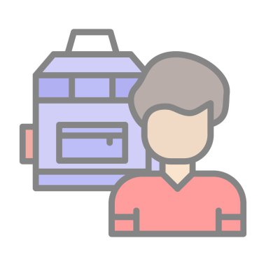 Sırt çantası simgesi, grafik tasarımı, vektör illüstrasyonu 