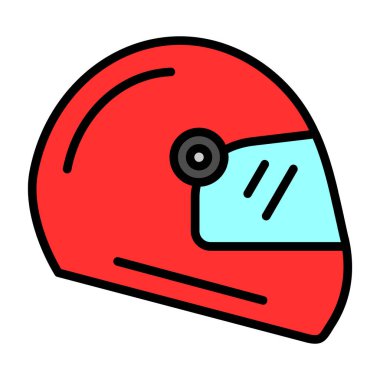 Kask ikonu. taslak başlık kask vektör rengi düz izole