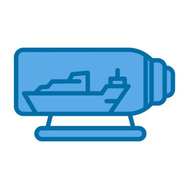 Gemi ve deniz ikonu vektörü. İnce çizgi işareti. izole edilmiş sınır sembolü çizimi