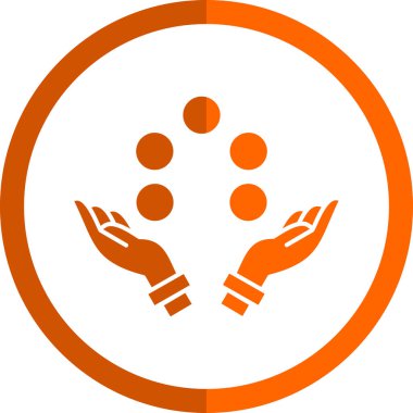 Dikkat eller vektör simgesi. biçim düz daire şeklinde sembol, turuncu renk, yuvarlak açılar, beyaz arkaplan.