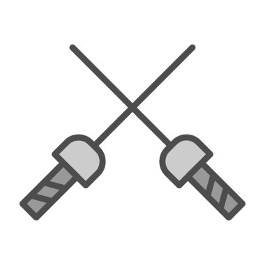 çapraz kılıç simgesi, vektör illüstrasyonu, beyaz arkaplanda siyah arkaplan