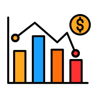 Pazar dalgalanması simgesi, vektör illüstrasyonu