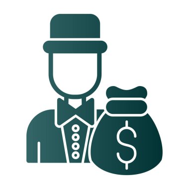 Para çantası vektör simgesi. biçim iki renkli düz simge, yumuşak mavi renkler, beyaz arkaplan,