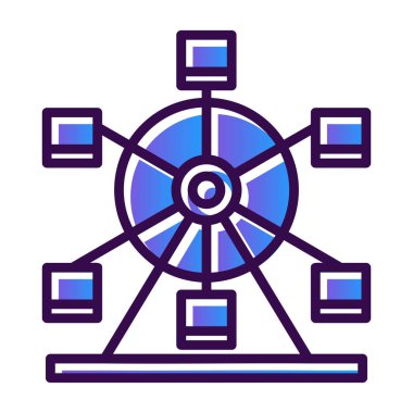 Dönme dolap ağ simgesi, vektör illüstrasyonu 