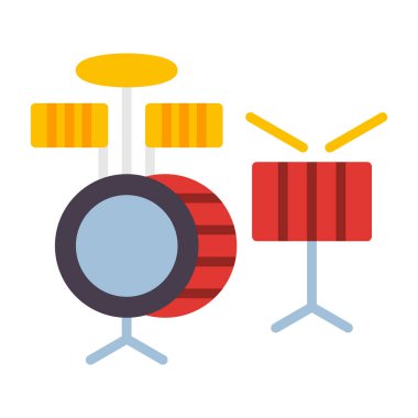 Davul Müzik simgesi, vektör illüstrasyonu 