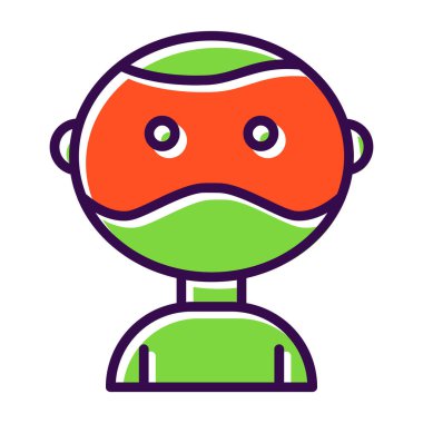 Şirin yeşil ve mor bir kurbağanın vektör çizimi