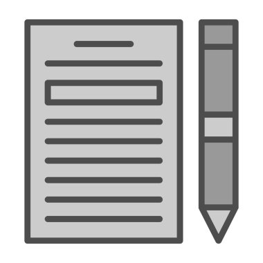 Kağıt ve kalem. Web simgesi basit illüstrasyon