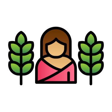 Genç kadın avatar simgesi renk ana hatları vektörü