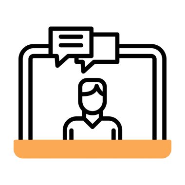 çevrimiçi sohbet vektör simgesi, satır tasarımı