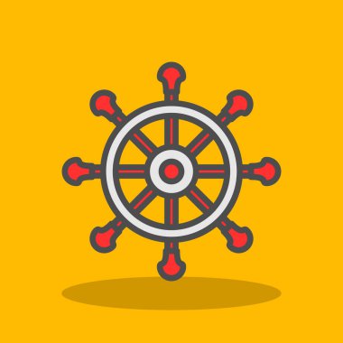 Direksiyon ikonu. Web için basit bir tekerlek vektör simgesi çizimi                    