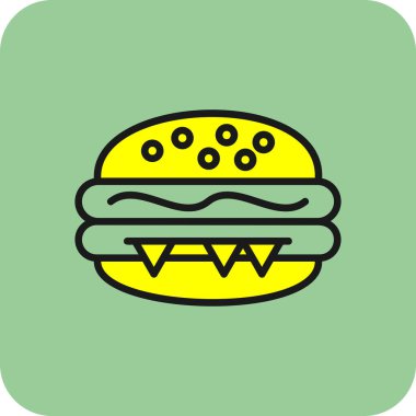 Hamburger ikonu vektör illüstrasyonu