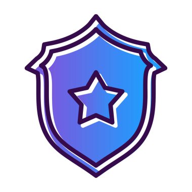 Yıldız ikonlu kalkan. özet çizimi