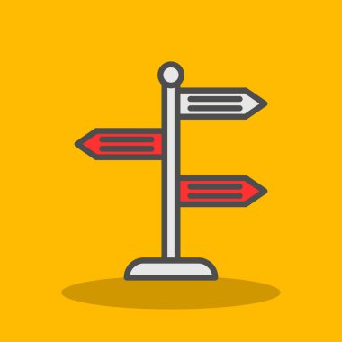 Yön, işaret direği simgesi. Basit vektör illüstrasyonu