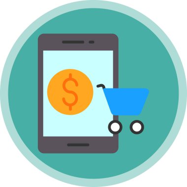 Alışveriş arabası simgesi, çevrimiçi depolama, vektör illüstrasyonlu tablet