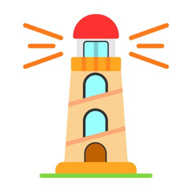 Deniz feneri. Web simgesi basit illüstrasyon