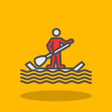 Kürek surf simgesi basit tasarım çizimi beyaza izole edildi 