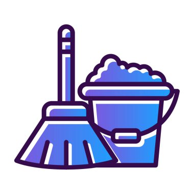 Temizlik servisi simgesi. özet servis vektör rengi düz izole