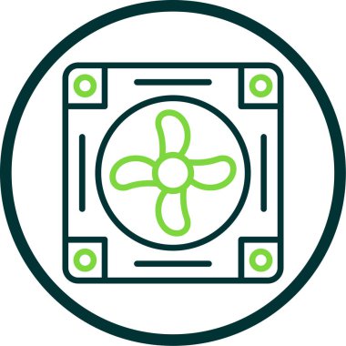 Soğutucunun vektör çizimi. Havalandırma fan çizimi, pictogram