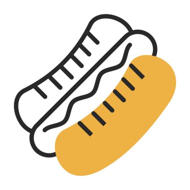 Hot dog simgesi, vektör illüstrasyonu basit tasarım
