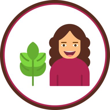 Yaprakları olan genç kadın yuvarlak çerçeve vektör çizimi tasarımı