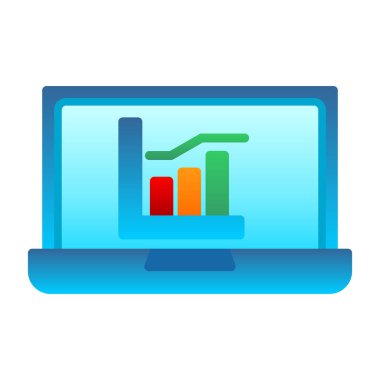 Grafik simgesi olan bilgisayar. düz dizayn. vektör illüstrasyonu.