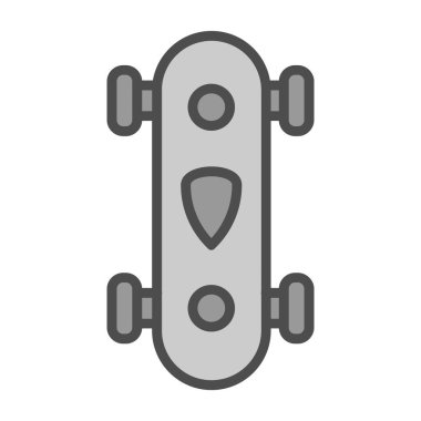 Kaykay tahtası simgesi, ana hatlı vektör illüstrasyonu