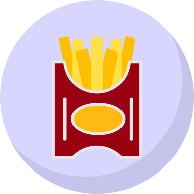 Patates kızartması düz simgesi, vektör çizimi basit tasarım