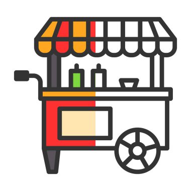 Basit yemek arabası simgesi, vektör illüstrasyonu