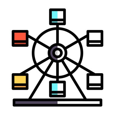 Dönme dolap ağ simgesi, vektör illüstrasyonu 