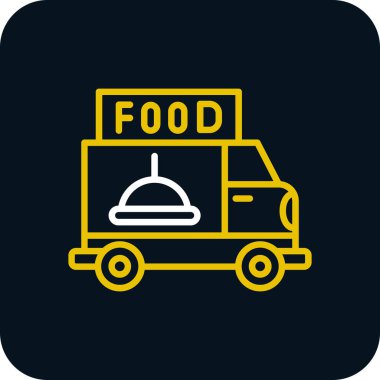 yemek kamyonu düz simgesi, vektör illüstrasyonu