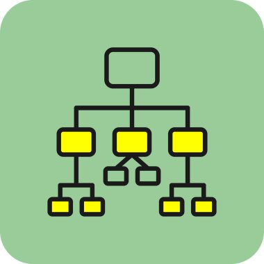 hiyerarşi vektör simgesi. bicolor düz sembol, turuncu ve sarı renkler, yuvarlak açılar, beyaz arkaplan.
