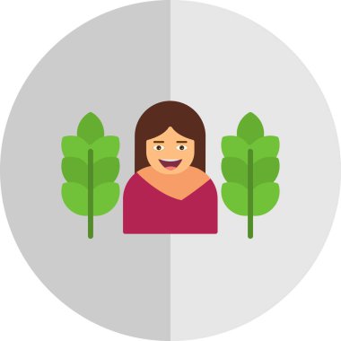 Çerçeve vektör illüstrasyon tasarımında bitkisi olan kadın