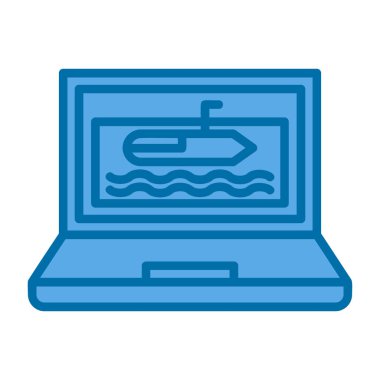 Dizüstü bilgisayar ikonu vektör illüstrasyon tasarımı olan tekne