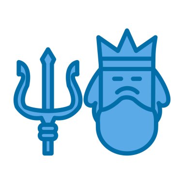 Poseidon simgesi. Mitoloji ikonu elementi. Web sitesi tasarımı ve geliştirilmesi için ince çizgi simgesi