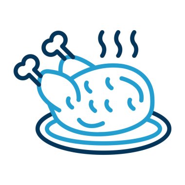 Kızarmış tavuk simgesi, vektör çizimi basit tasarım