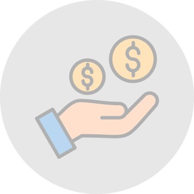 Bozuk para dolar ikonu vektör illüstrasyonu