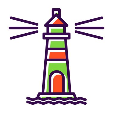 Deniz feneri. Web simgesi basit illüstrasyon