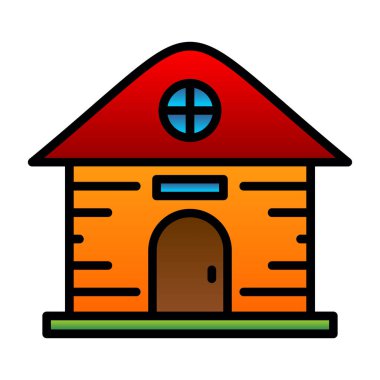 kırmızı çatılı ev, vektör, simge