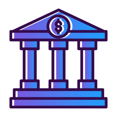 Banka bina simgesini, basit vektör çizim 