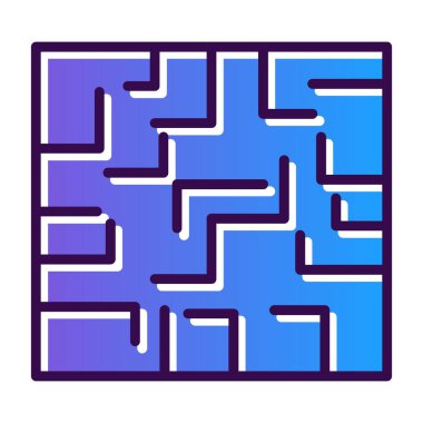 Labirent düz simgesi, vektör illüstrasyonu