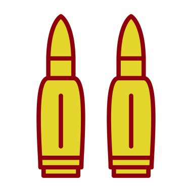 İki kurşun ikonu. Askerî mermilerin ana hatları mermi vektör rengi düz izole