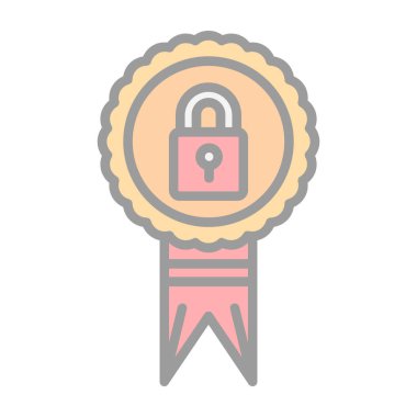 Asma kilitli madalya. Web simgesi basit illüstrasyon