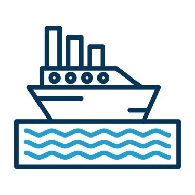 Feribot simgesi, vektör illüstrasyonu beyaz arkaplanda izole edilmiş basit tasarım 